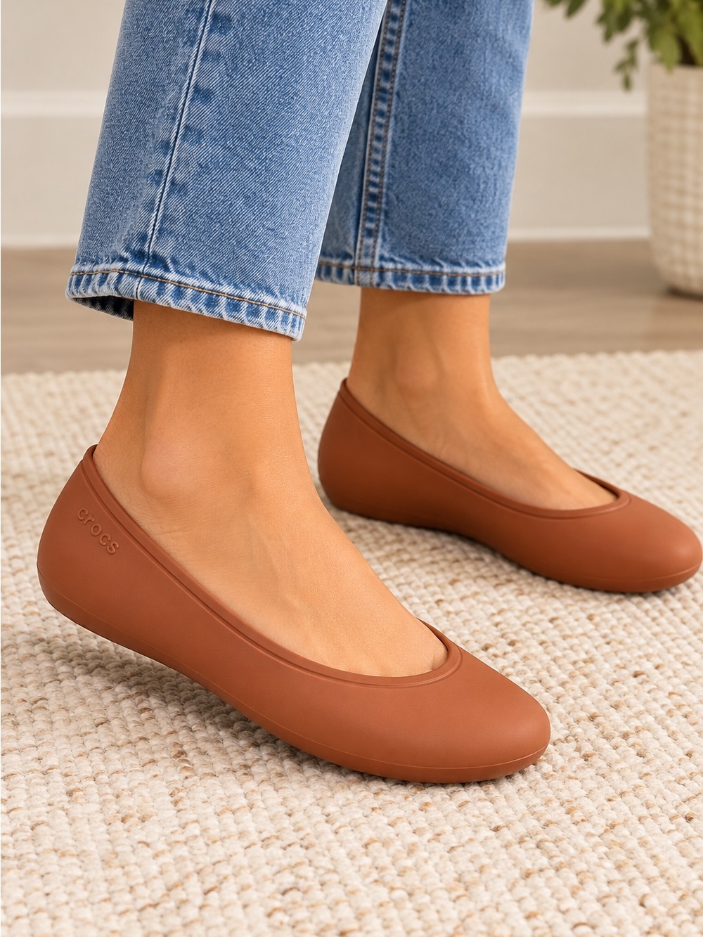 Crocs Brown Ballet Flats Women’s Size 11 Comfort Slip On Shoes